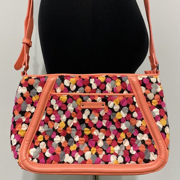 Vera Bradley Handbags - Vera Bradley Handbag Trimmed Trapeze Crossbody Purse Pixie Confetti Zip Top